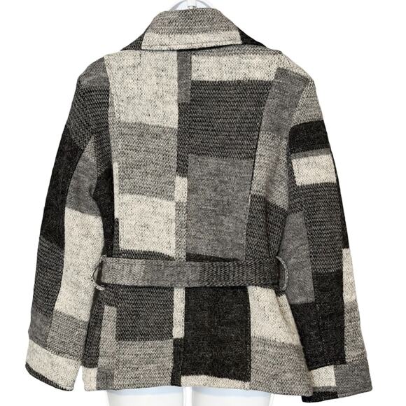 Appleseed’s Wool Blend Belted Jacket Textured Gray Black Cozy Coat Pockets Sz M - Picture 9 of 10